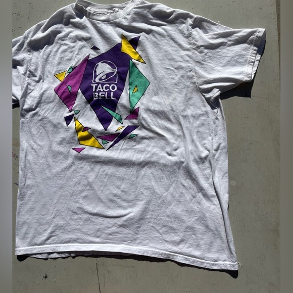 Men's Taco Bell T-Shirt White Spell Logo 2XL Uniform Street Retro Border Classic - Picture 8 of 10